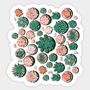 Succulent pots // green and coral Sticker